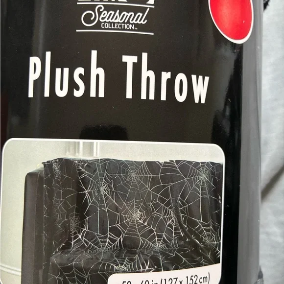 Seasonal Collection Halloween Spooky Season Black Plush Throw Silver Spider Web